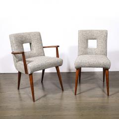 Set of 6 Mid Century Modern Walnut Cutout Back Arm Side Chairs by Paul Frankl - 4514366