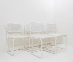 Set of 6 Mid Century Modern White Cane Dining Chairs - 2588495