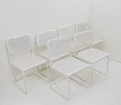 Set of 6 Mid Century Modern White Cane Dining Chairs - 2588497