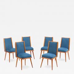 Set of 6 Mid Century Modern Wood and Upholstered Dining Chairs C 1960  - 4528036