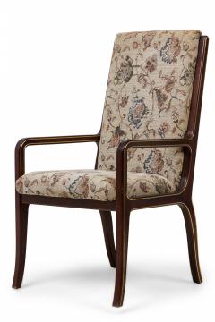 Set of 6 Mid Century Neo Classic Style Mahogany and Brass Dining Chairs - 4172640