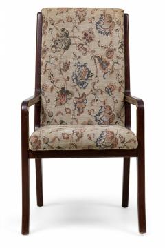 Set of 6 Mid Century Neo Classic Style Mahogany and Brass Dining Chairs - 4172641