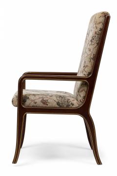 Set of 6 Mid Century Neo Classic Style Mahogany and Brass Dining Chairs - 4172642