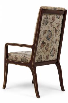 Set of 6 Mid Century Neo Classic Style Mahogany and Brass Dining Chairs - 4172643