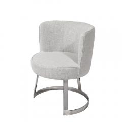Set of 6 MidCentury Barrel Form Chrome Banded Dining Chairs in Holly Hunt Fabric - 3523722