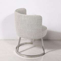 Set of 6 MidCentury Barrel Form Chrome Banded Dining Chairs in Holly Hunt Fabric - 3523854