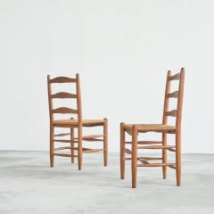 Set of 6 Midcentury Oak and Rush Chairs 1950s - 4608712