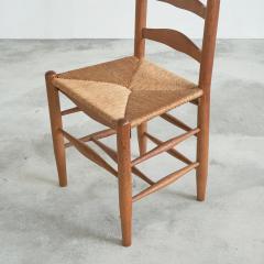 Set of 6 Midcentury Oak and Rush Chairs 1950s - 4608740