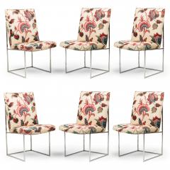 Set of 6 Milo Baughman for Thayer Coggin Mid Century Floral Fabric Captain Din - 4649582