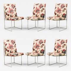 Set of 6 Milo Baughman for Thayer Coggin Mid Century Floral Fabric Captain Din - 4649583
