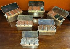 Set of 6 Mindanao Brass Silver Betel Boxes Philippines - 2531764