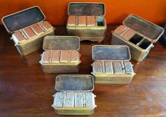 Set of 6 Mindanao Brass Silver Betel Boxes Philippines - 2531766