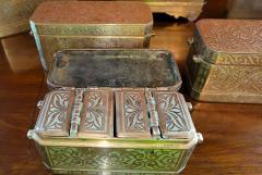 Set of 6 Mindanao Brass Silver Betel Boxes Philippines - 2531773