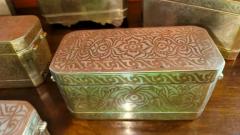 Set of 6 Mindanao Brass Silver Betel Boxes Philippines - 4128239