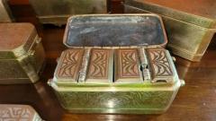 Set of 6 Mindanao Brass Silver Betel Boxes Philippines - 4128241