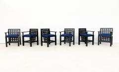 Set of 6 Post Modernist Wood Velvet Armchairs - 3048926