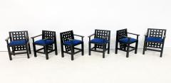 Set of 6 Post Modernist Wood Velvet Armchairs - 3048931