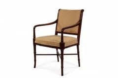 Set of 6 Regency Style Mahogany Arm Chairs with Yellow Damask Upholstery - 2798302