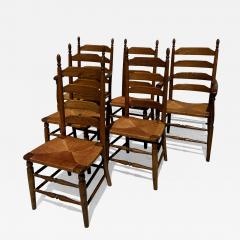 Set of 6 Rush Seat Walnut Ladderback Dining Chairs - 4369239