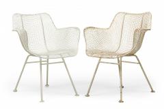Set of 6 Russell Woodard Sculptura White Metal Dining Chairs 2 with Arms - 4172646