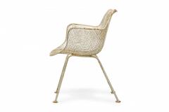 Set of 6 Russell Woodard Sculptura White Metal Dining Chairs 2 with Arms - 4172650