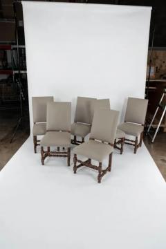 Set of 6 Upholstered Dining Chairs with Turned Wood Legs - 3533163