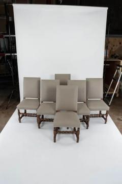 Set of 6 Upholstered Dining Chairs with Turned Wood Legs - 3533168