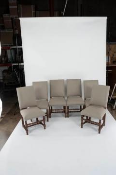 Set of 6 Upholstered Dining Chairs with Turned Wood Legs - 3533172