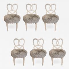 Set of 6 Vintage Hollywood Regency Chairs Upholstered in Faux Fur - 2003495