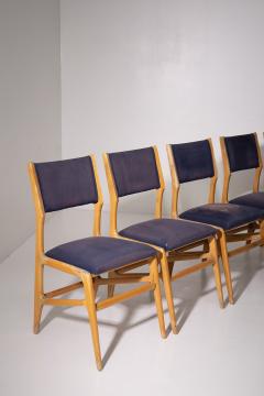 Set of 6 Vintage Iitalian chairs in blue fabric - 3850073