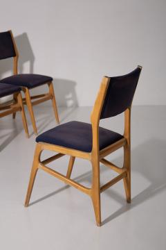 Set of 6 Vintage Iitalian chairs in blue fabric - 3850074