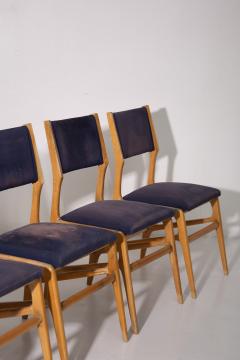 Set of 6 Vintage Iitalian chairs in blue fabric - 3850075