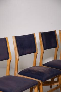 Set of 6 Vintage Iitalian chairs in blue fabric - 3850076