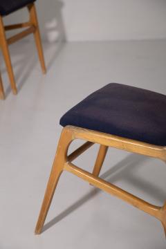 Set of 6 Vintage Iitalian chairs in blue fabric - 3850078