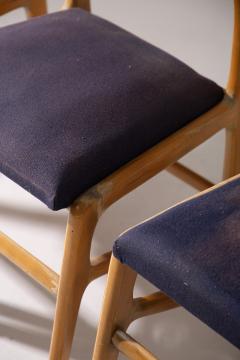 Set of 6 Vintage Iitalian chairs in blue fabric - 3850082