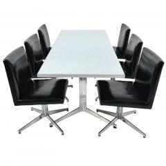 Set of 6 Ward Bennett Black and Aluminum Dining Chairs 1960 - 4492444