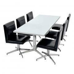 Set of 6 Ward Bennett Black and Aluminum Dining Chairs 1960 - 4492445