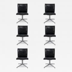 Set of 6 Ward Bennett Black and Aluminum Dining Chairs 1960 - 4492667