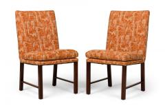 Set of 6 Wooden Dining Chairs with Abstract Beige Orange Upholstery - 4172652