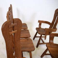 Set of 6 oak dining chairs by De Puydt Belgium 1970s - 2563291