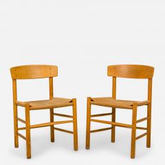 Set of 7 Borge Mogensen for FDB M bler Danish Oak and Papercord Side Chair - 2789159
