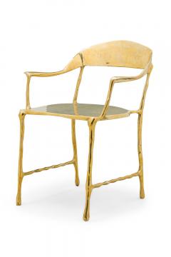 Set of 7 Contemporary Polished Bronze Almeida Dining Armchairs - 4172660