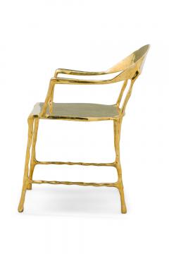 Set of 7 Contemporary Polished Bronze Almeida Dining Armchairs - 4172661