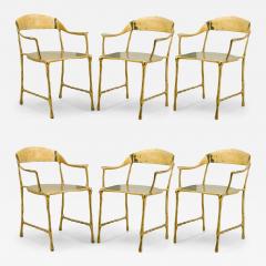 Set of 7 Contemporary Polished Bronze Almeida Dining Armchairs - 4222025