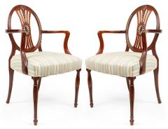 Set of 7 English Sheraton Mahogany Medallion Chairs - 2798386