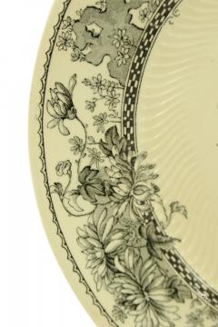 Set of 7 English Victorian Black and Cream Floral Transferware Plates - 4675203