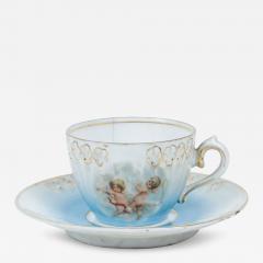Set of 7 French Victorian Porcelain Teacups and Saucers - 4263152