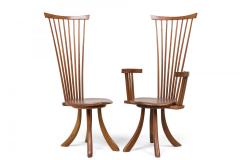 Set of 7 Jeffrey Greene Modern Walnut High Back Dining Chairs - 4172664