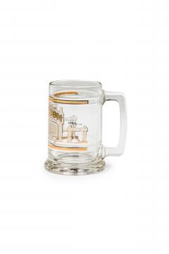 Set of 8 American Mid Century Glass Beer Mugs with Gold Trim - 4674890
