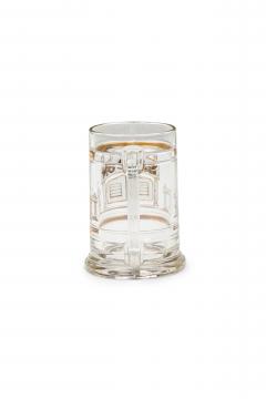 Set of 8 American Mid Century Glass Beer Mugs with Gold Trim - 4674891